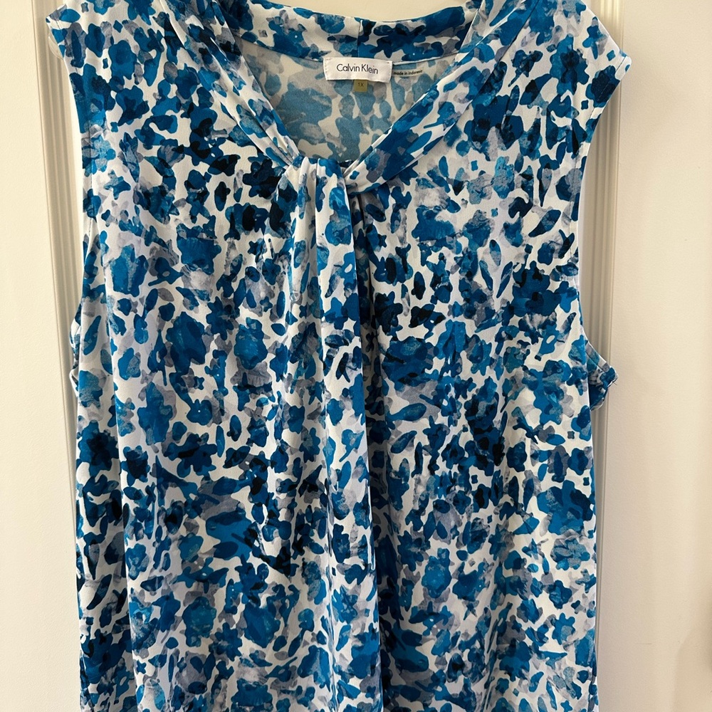 Calvin Klein Abstract Blue Women's Blouse